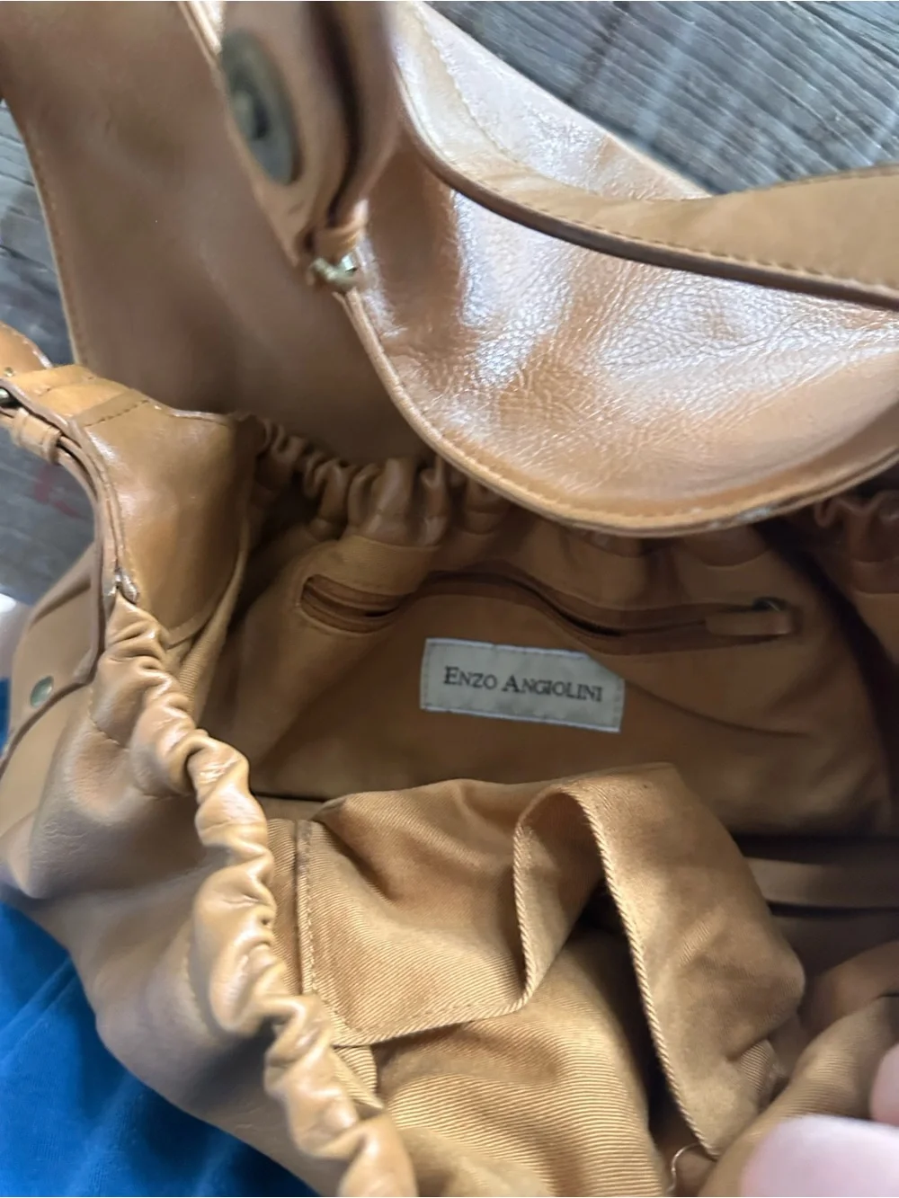 Enzo Angiolini Caramel Tan Leather Hobo Shoulder Bag